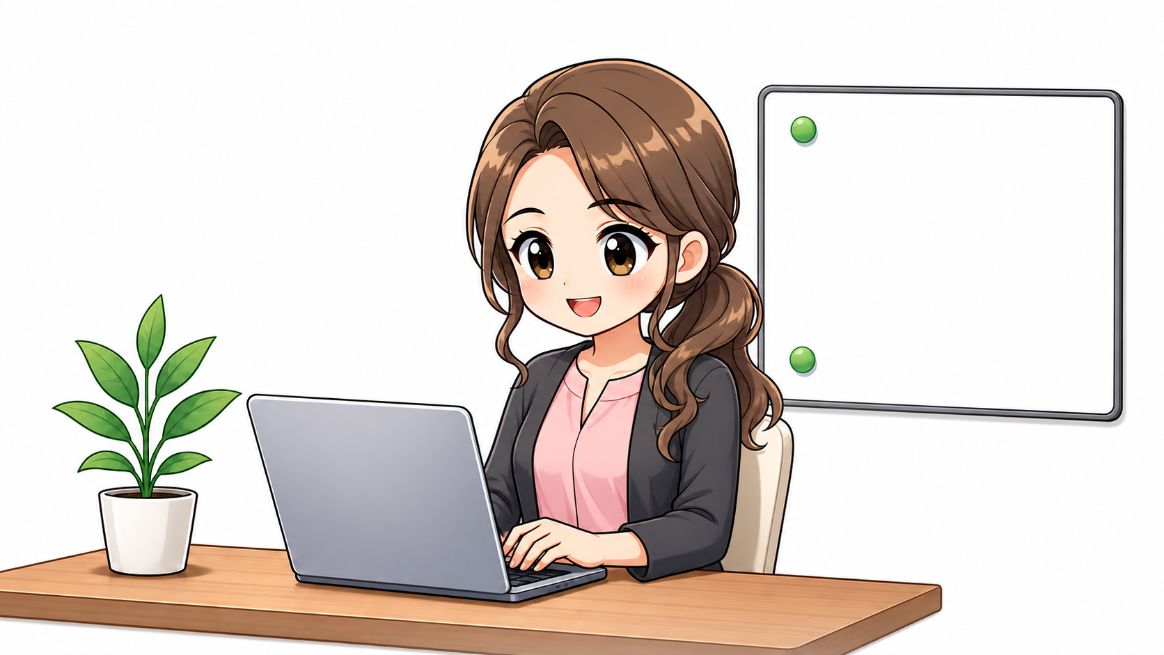パソコンを操作するサロン運営者のイラスト